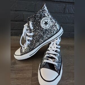 Converse All Star Glitter High Tops Kids Size 6 Like New